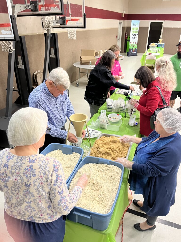 local church meal packing table