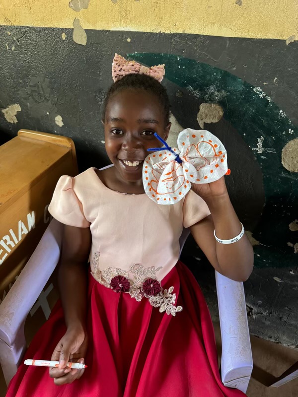 butterfly craft from makers box on a uganda mission trip