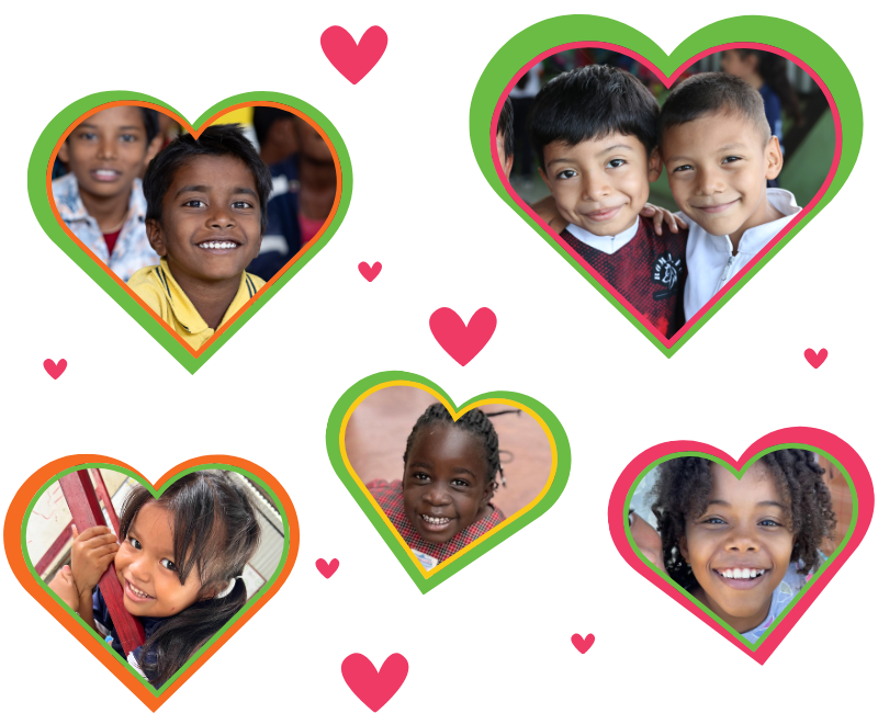 sponsored children's faces in heart shapes